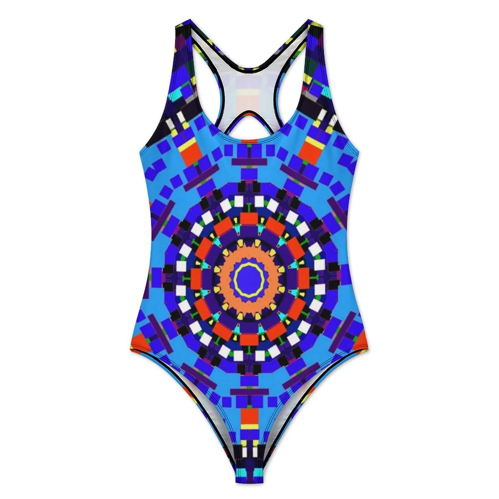 Bright Mandala Blue Red Swimsuit Sexy Abstract Geometric Mandalas Art Ladies Swimwear One Piece Trendy Swimsuits Vacation Bath