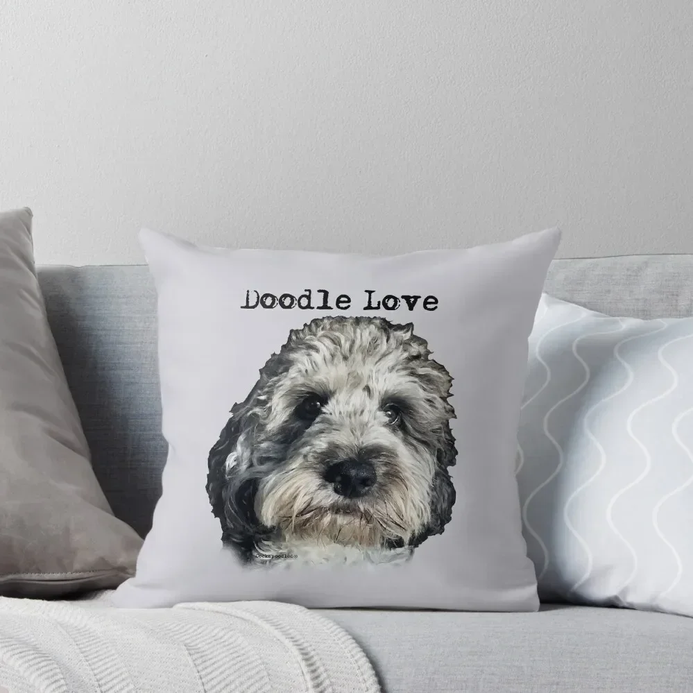 Black & White Merle Cockapoo / Doodle Dog Throw Pillow autumn pillowcase Christmas Pillowcase Christmas Cushion For Home pillow