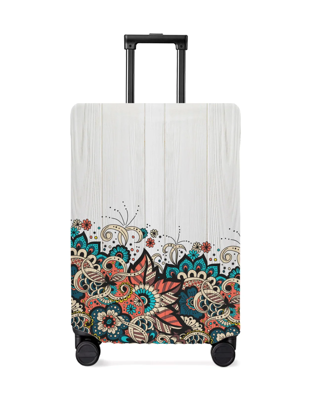 Mandala Flower Wood Grain Travel Luggage Protective Cover for Travel Accessories Suitcase Elastic Dust Case Protect Sleeve