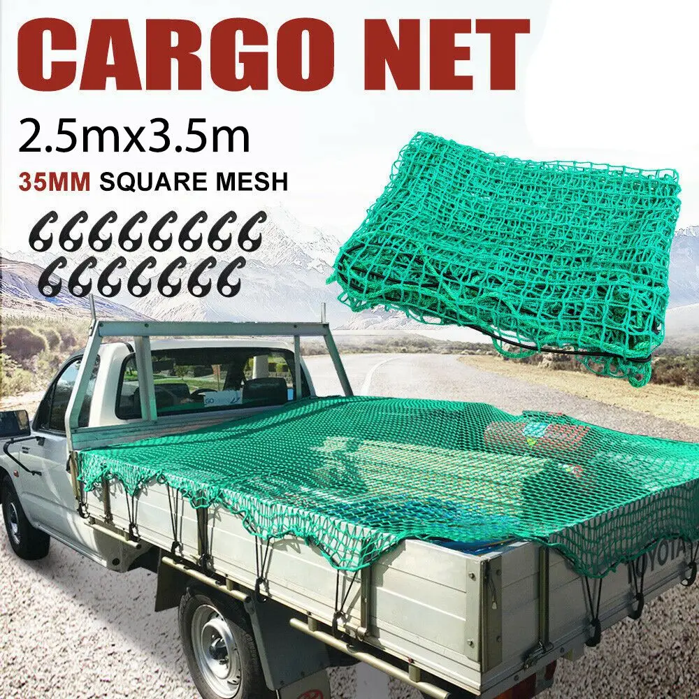 Trailer Net, Stretchable Luggage Net for Trailers of Sizes 2.5 X 3.5 Metres, Tight Mesh, with Securing Hook