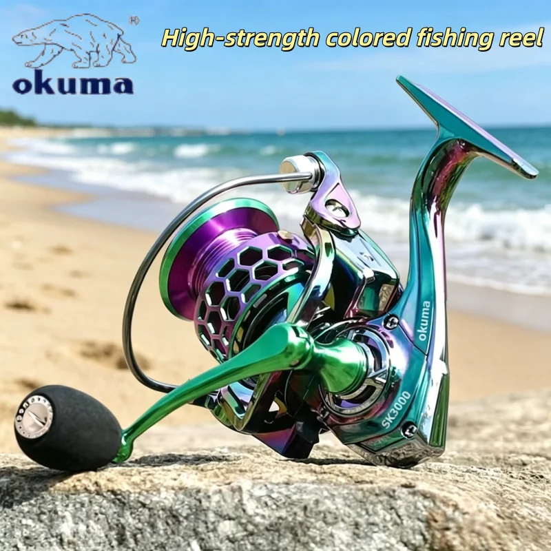 Carrete de pesca giratorio OKUMA-SK1000-6000 14+1BB 5.7:1, carrete de pesca ligero de metal, nuevo carrete de pesca de alta resistencia 2026