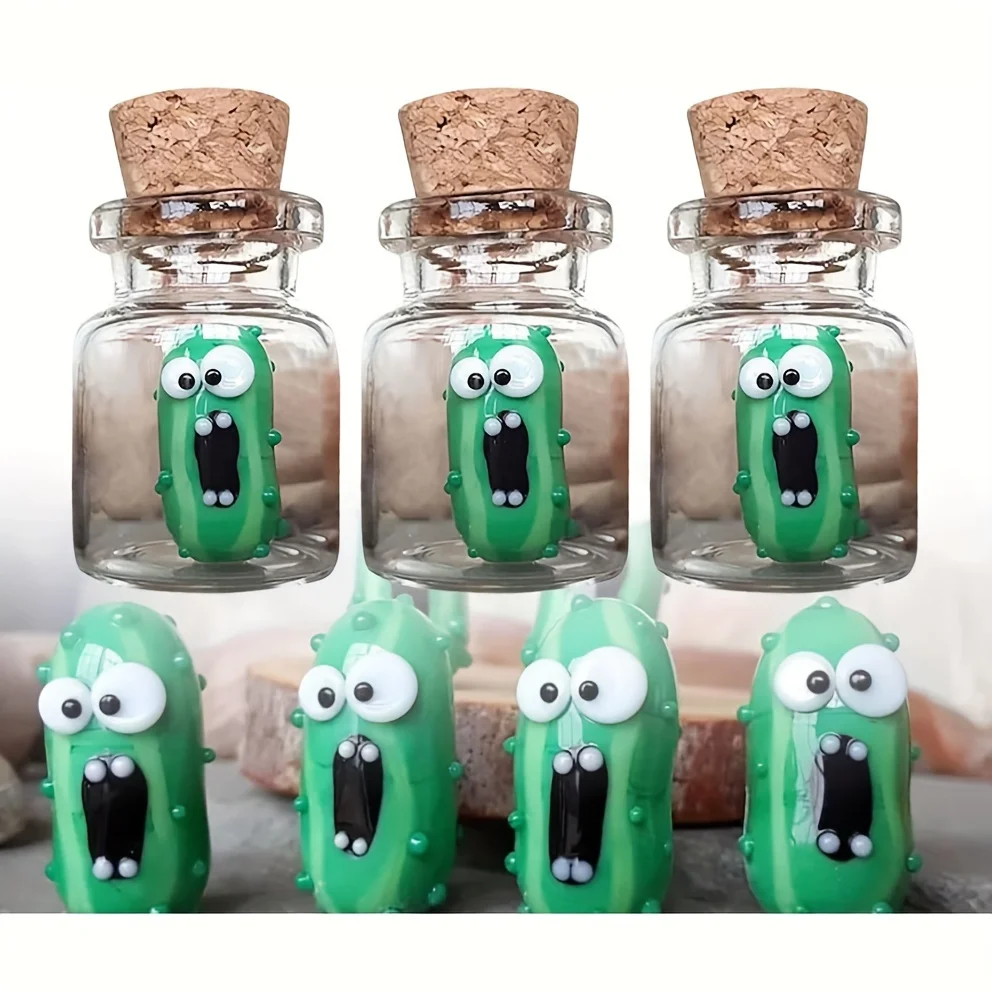 3 piezas de soporte de pepinillo en una botella, regalo a granel, minitarros de vidrio con grito emocional, regalo para Navidad, Año Nuevo, etc.