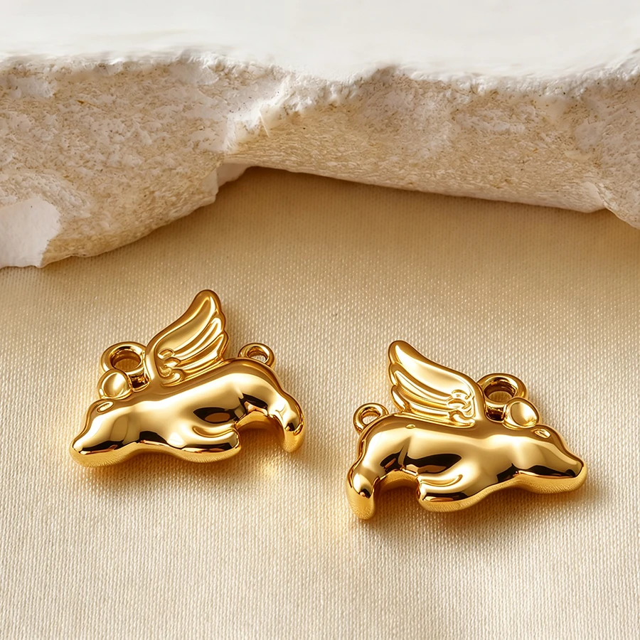 5 Stück goldfarbene Edelstahl-Anhänger in Form von niedlichen Hunden, Fischen und Enten, PVD-beschichtet, für Schmuckherstellung, Tieranhänger, DIY-Halskette, Schlüsselanhänger – Detail 5