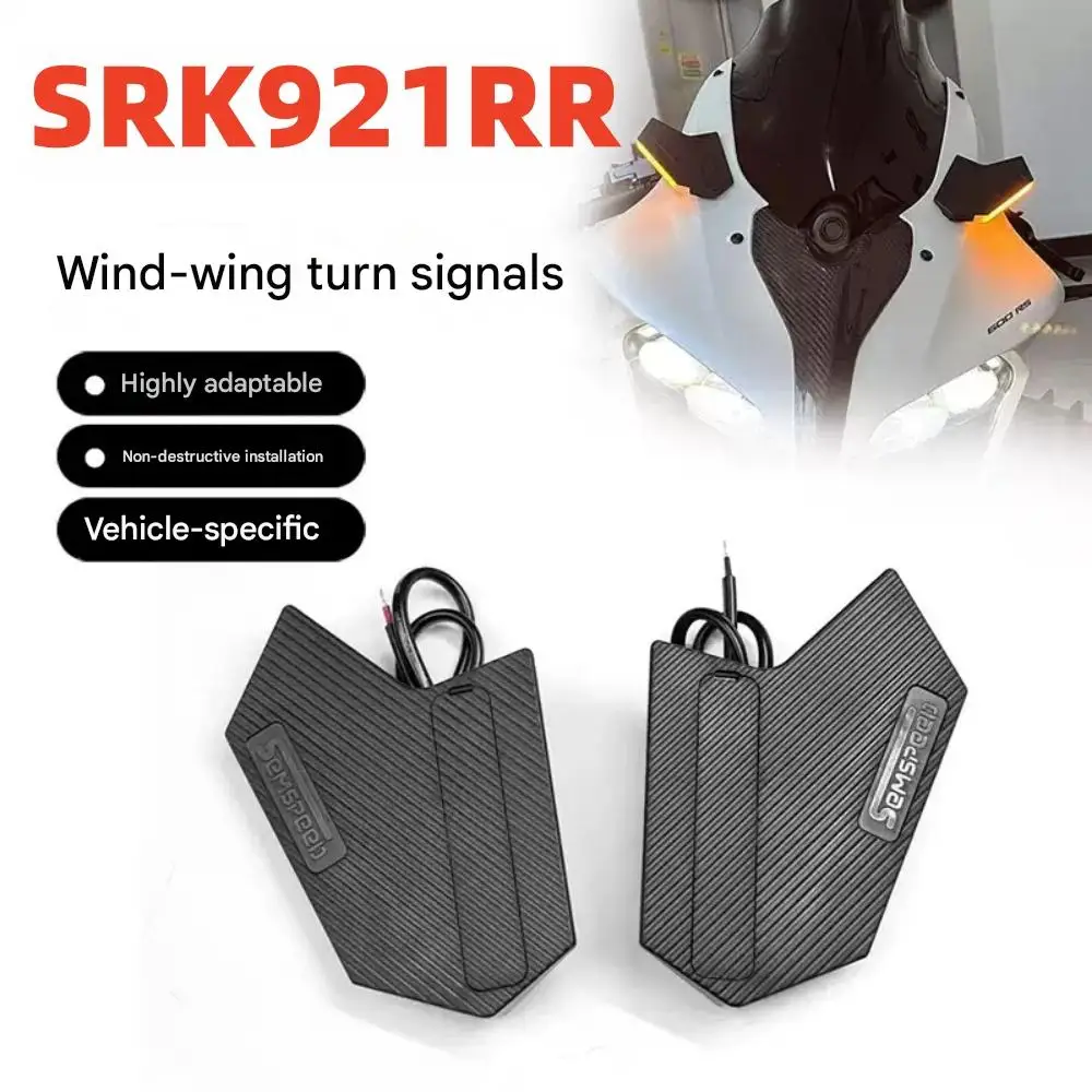 Motorcycle modification: stabilizer wing, turn signals, rearview mirror removal parts, and warning lights for QJMOTOR SRK921RR