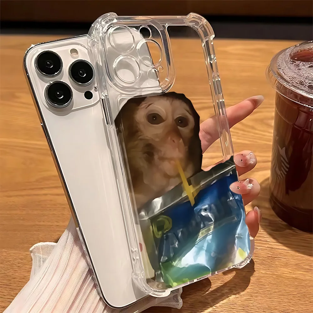 حافظة هاتف بنمط قرد إبداعي جديد لهاتف آيفون 16e 16 15 14 13 12 11 Mini Pro Max X XR XSMax 7 8 Plus شفافة مضادة للسقوط #3