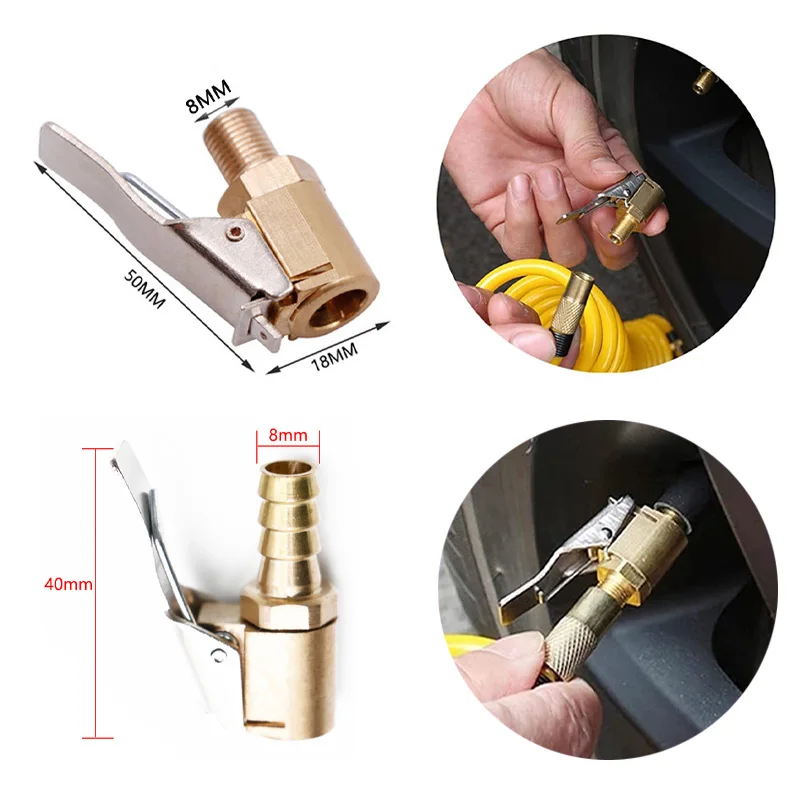 

Портативный надувной насос для автомобильных шин, воздушный патрон, насос, соединитель клапана, клипса, адаптер, автомобильный латунный 8 мм колесный клапан для шин
