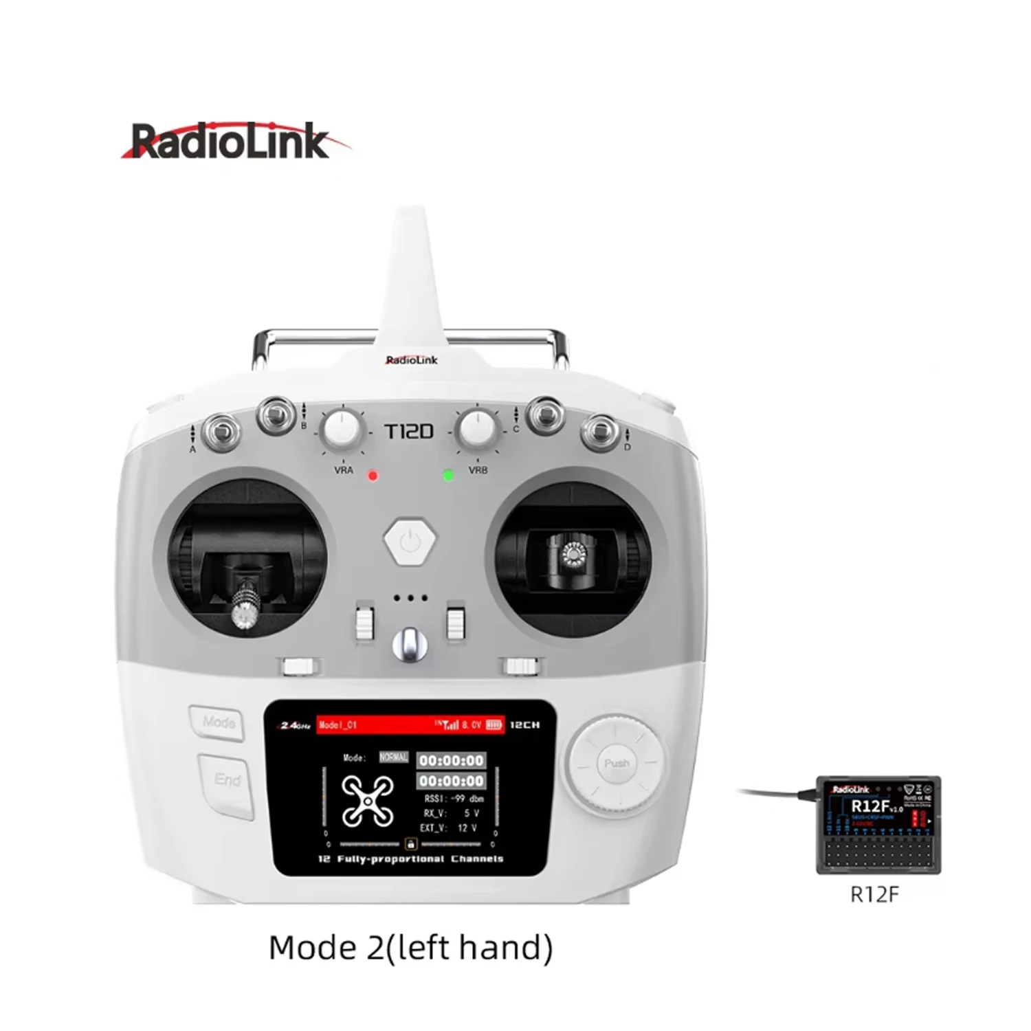 

RadioLink T12D 12-канальный радиоуправляемый передатчик 2,4 ГГц 2,8 дюйма, расстояние 4000 м с приемником R12F для FPV дрона с фиксированным крылом, автомобиля, лодки, робота