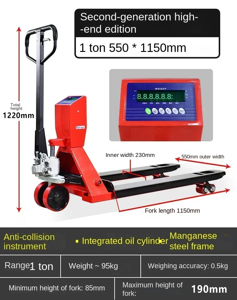 New  Electronic Forklift Scale Truck Weighing Ground Cattle Belt Printing Explosion-proof Manual Hydraulic Pallet