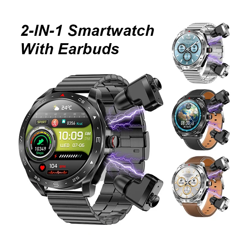 

Smart Watch T95 TWS 2 in 1 Bluetooth Earphone HIFI Music Earbuds Men Women Sports Fitness Speaker Tracker Smartwatch Headset