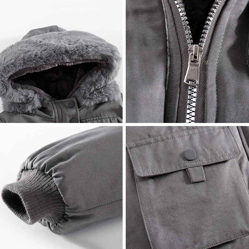 الفتيات الشتاء الدافئة أفخم سترة 5-14Y الرباط الخصر مقنعين معطف القطن مع الفراء طوق يندبروف معطف ملابس خارجية للأطفال #5