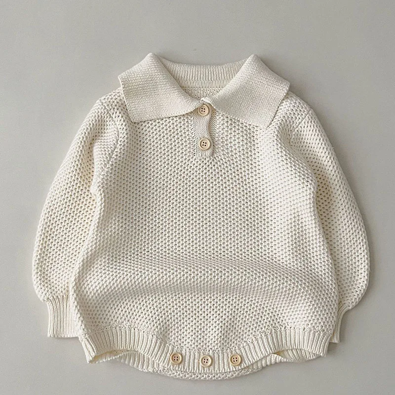 Autumn Winter Korean Style Infant Baby Boys Girl Solid Color Knitting Bodysuits Newborn Baby Jumpsuit Children Knitted Clothes