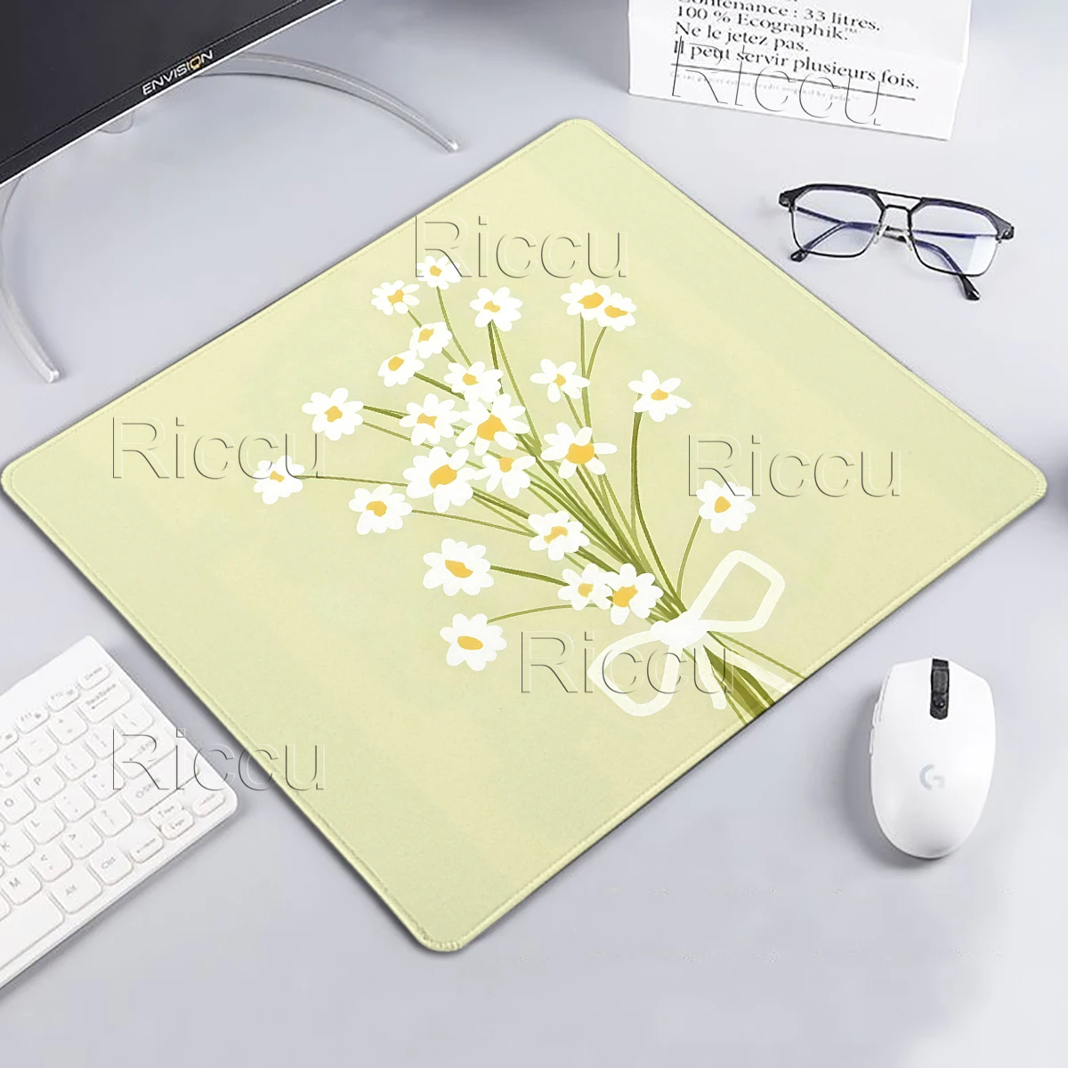 Cute Small Mouse Pad Daisy Flower Design XS Mousepad Laptop E-Sports Mouse Mat Rubber Base Non-Slip Desk Pad Office accessories