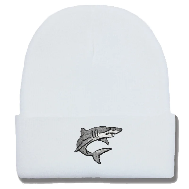 Autumn Winter New Small Shark Embroidered Knitted Hat Personalized Fashion Hip Hop Caps Men's And Women's Outdoor Warm Cold Hats