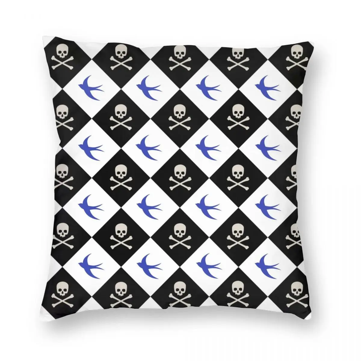 Swallows Forever Skull Gothic Art Pillowcase Printing Polyester Cushion Cover Decorations Throw Pillow Case Cover 45X45cm