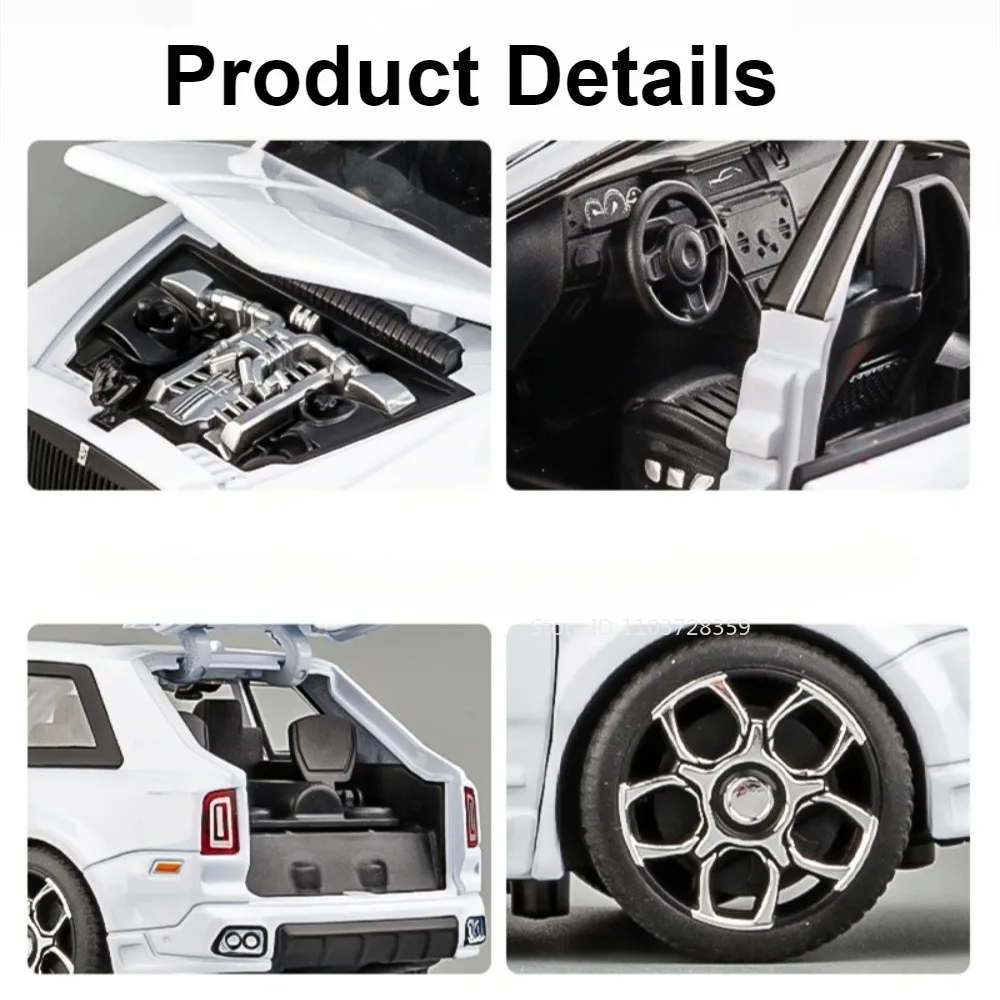 Modèle de voitures jouets Rolls-royce Cullinan, échelle 1:32, en alliage moulé sous pression, Mansory Wraith, son et lumière, portes ouvertes, rétractables, cadeaux pour garçons