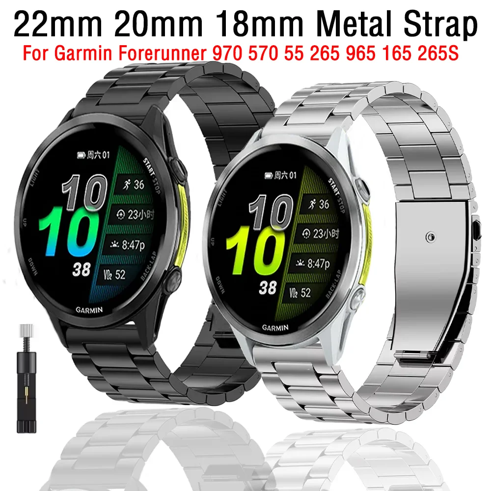 22mm 20mm 18mm Metallarmband für Garmin Forerunner 970 570 55 265 965 165 265S Venu 3 4 3S Armband Garmin Approach S50 Active 6 5