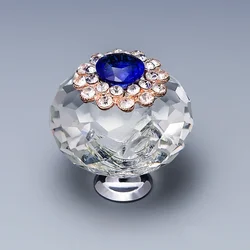 40MM Crystal Knob European modern crystal furniture handle wardrobe door shower room glass drawer handle diamond pearl handle