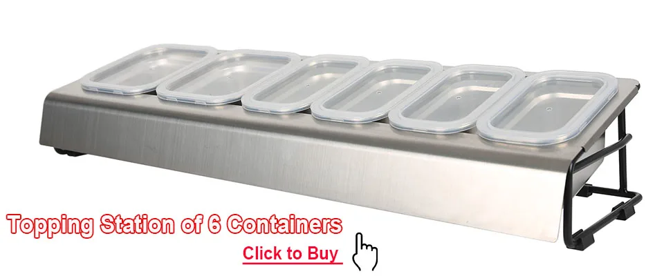 Xigner Récipient à ingrédients pour pizza en acier inoxydable 304 avec 6 compartiments – Récipient de restauration amovible pour nettoyage, buffet, bar à salade, restauration