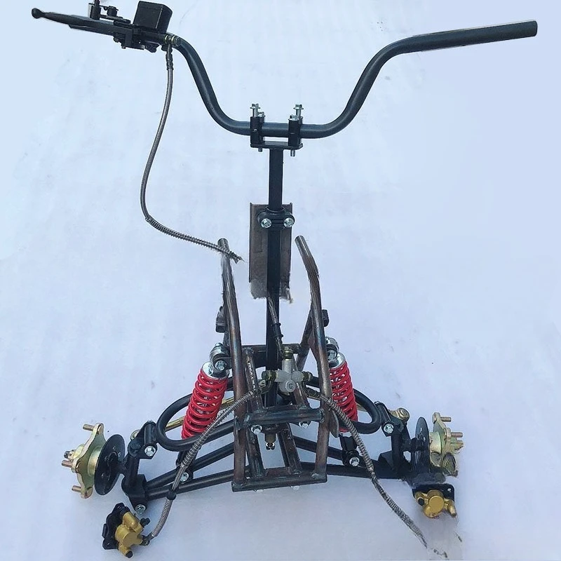 Self-modified two or four-wheel motorcycle front suspension electric beach frame  brake steering shock absorption assembly