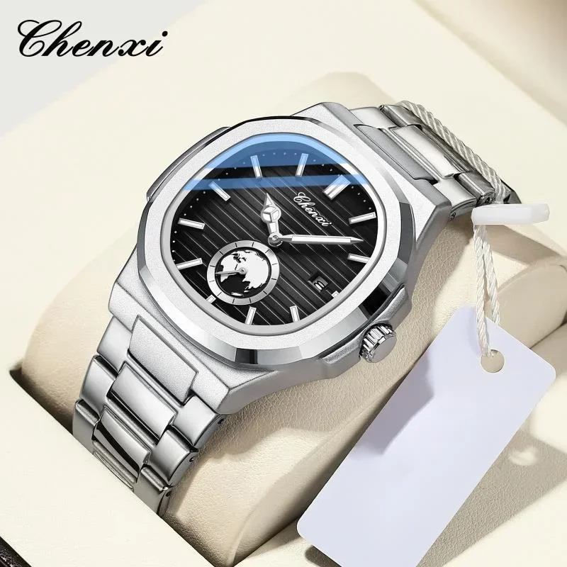 

CHENXI 612 Quartz Watch Date Business Fashion Young Male Watches for Men Wristwatches Waterproof Stainless Steel Band Men Watch