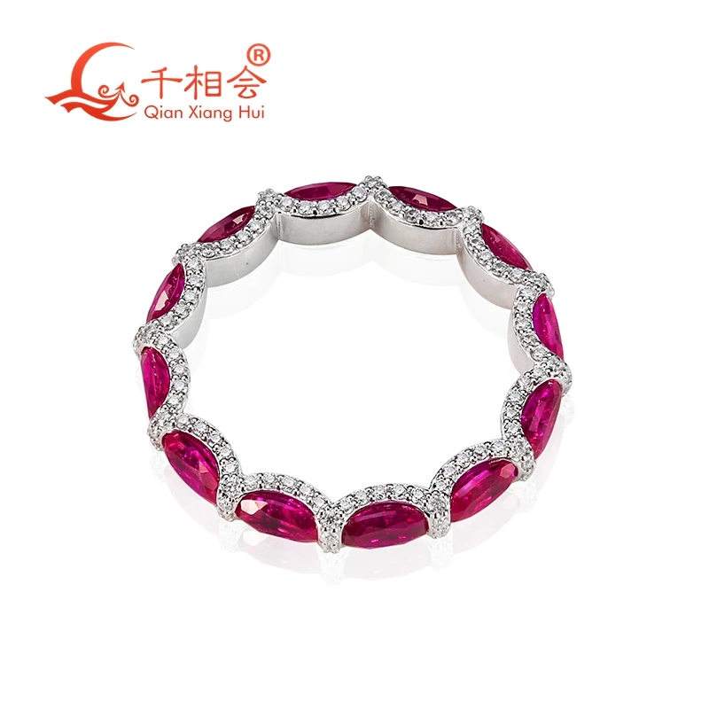 

14k and 18k artificial ruby Ring oval shape corundum D VVS white moissanite eternity band rings for jewelry dating