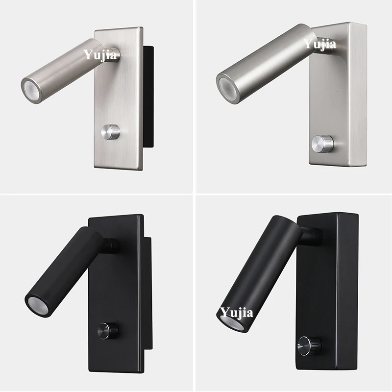 Modern LED Wall Reading Light with Dimmer Switch 5W 3000K Warm White Bedside Lamp Adjustable Swivel Spotlight Recessed / Surface