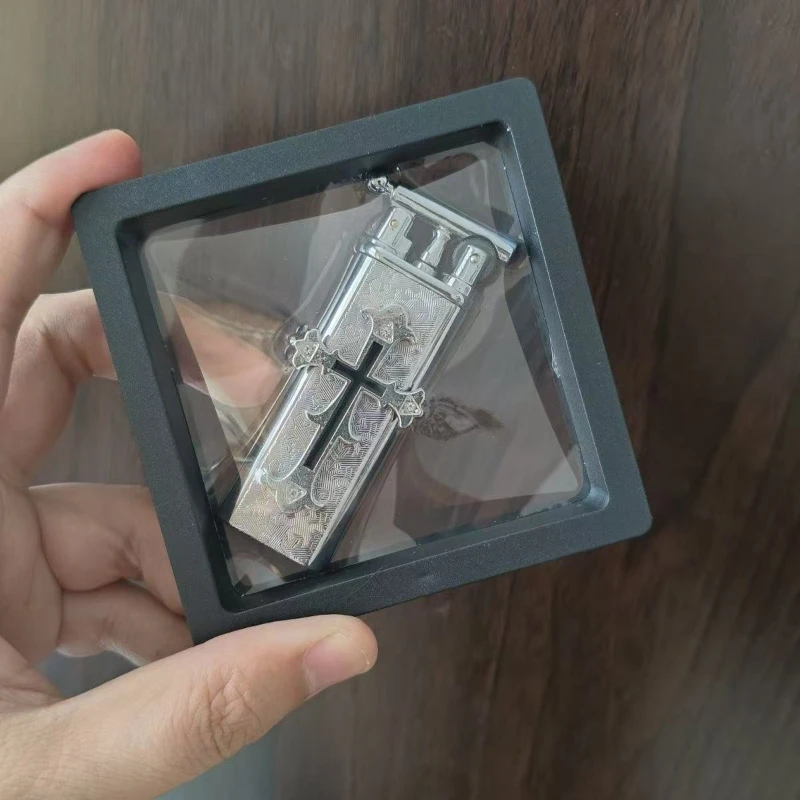 

Portable Grinding Wheel Open Flame Gas Lighter High-end Handmade Retro Cross Inflatable Lighter Fashionable Men's Smoking Gift