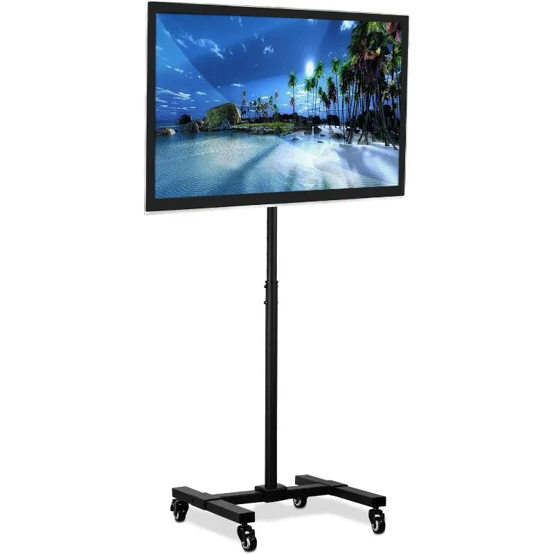 

Mobile TV Stand with Locking Wheels | Adjustable Height Rolling Cart for 13" - 42" Flat Panel LCD LED Screens