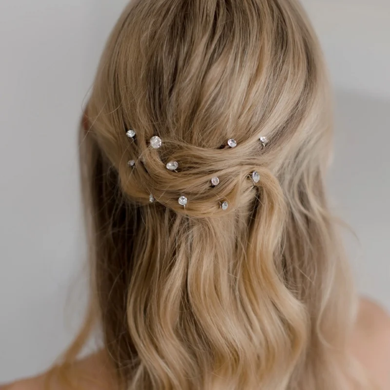 

Gold Silver Color Shiny Zircon Star Moon Hairpin for Women Fashion Luxurious Daily Matching Hair Accessory Jewelry Accessories