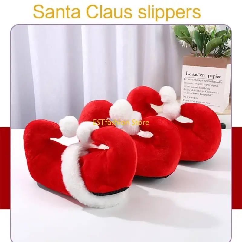 Y5GC Winter Home Cotton Slippers Christmas Gifts Santa Slippers Cotton Slippers