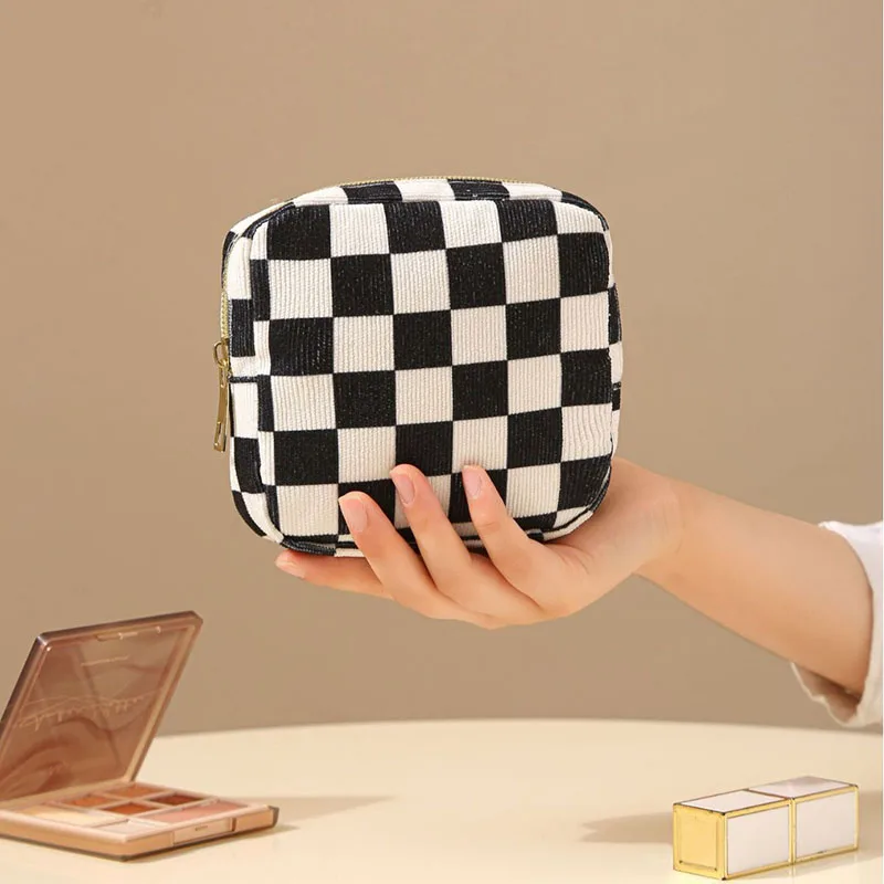 Portable Mini Zipper Pouch Women Sanitary Pad Storage Bag Cute Print Small Square Makeup Cosmetic Travel Organizer Purse