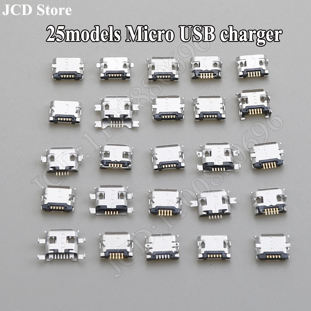 25models Micro USB Jack 5P 5pin USB Charging Socket Connector SMD DIP V8 Port Charging Data power Plug