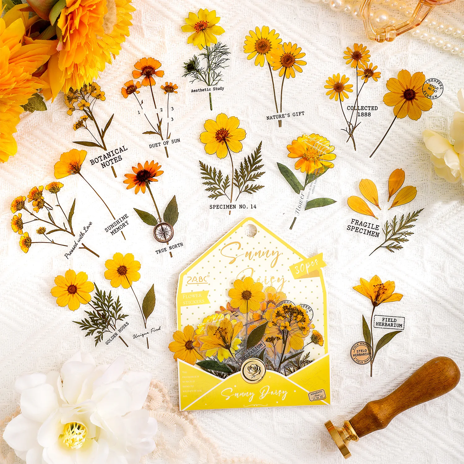 30pcs/pack Flower Time Four Faith Series Ins Waterproof PET Stickers DIY Diary Scrapbook Creative Aesthetic Journal Supplies