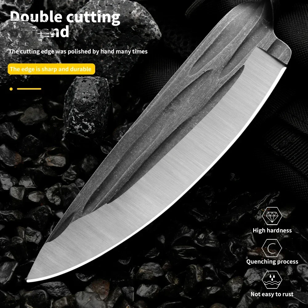 Coltello in acciaio a molle forgiato di alta qualità: la migliore lama di sopravvivenza, caccia e salvataggio per uomo