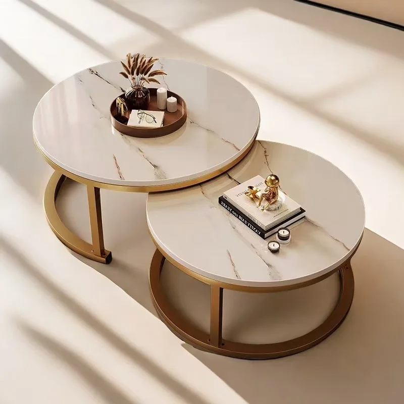 Lishi pattern new small table round wrought iron storage mother and child coffee table