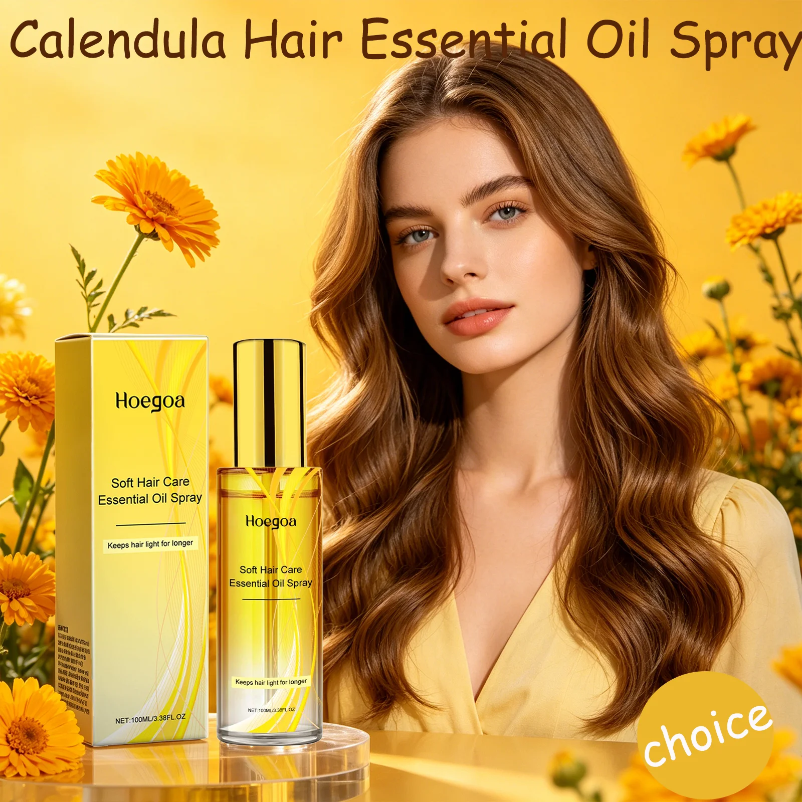 100mL Calendula Hair Essential Oil Spray Nourishing Moisturizing Hair Lightweight Enhance Smooth Shine Hair Care Essential Oil