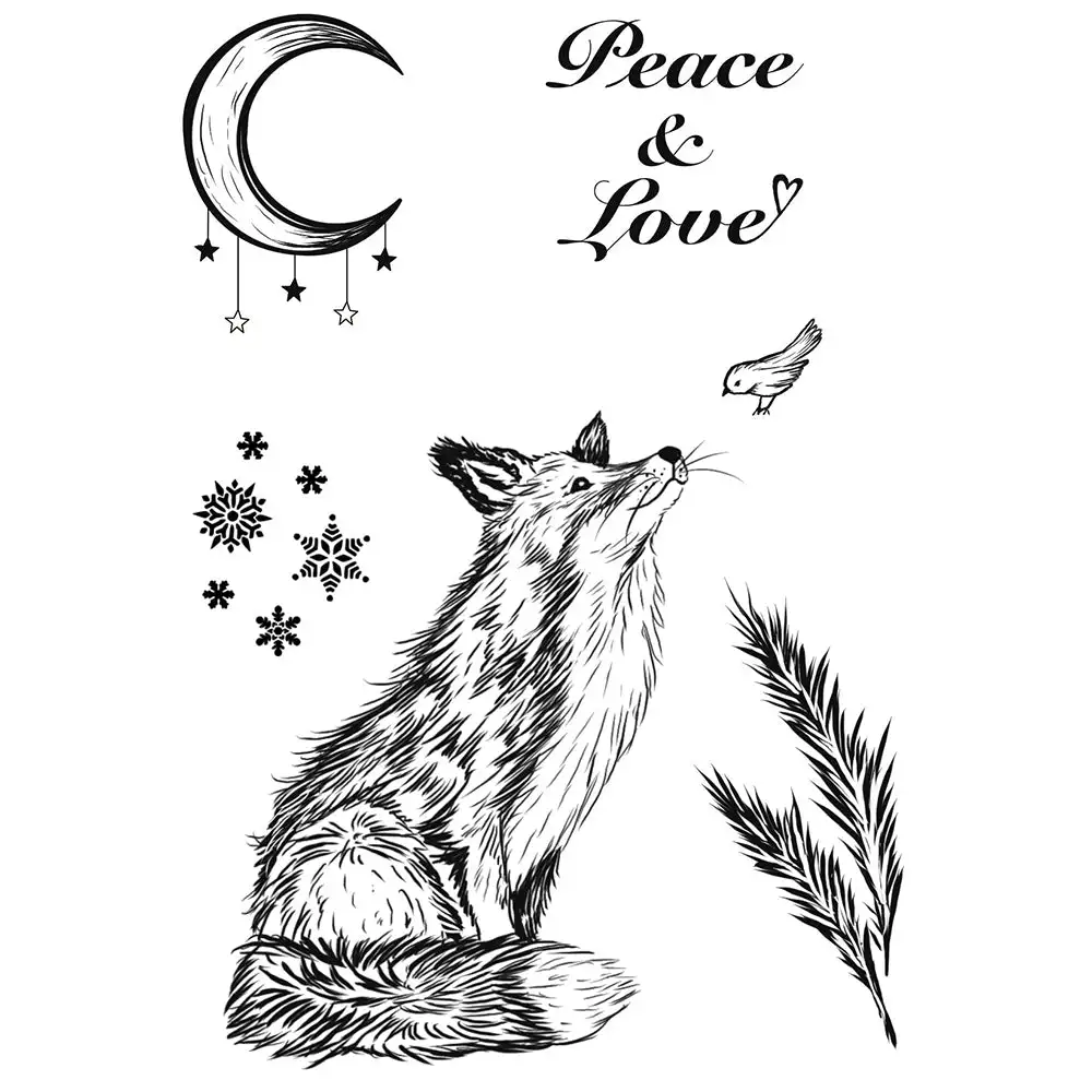 Winter Fox Peace Love Metal Cutting Dies/Clear Stamp DIY Crafts Card Album Making Scrapbooking Stencil New 2024