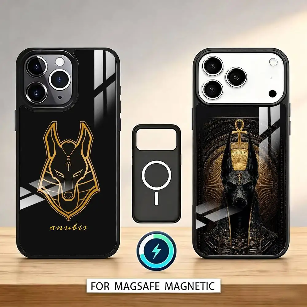 Anubis Ancient Egypt Phone Case For iPhone17,16,15,14,13,12,11 Plus,Pro Max Magnetic For Magsafe Wireless Charging
