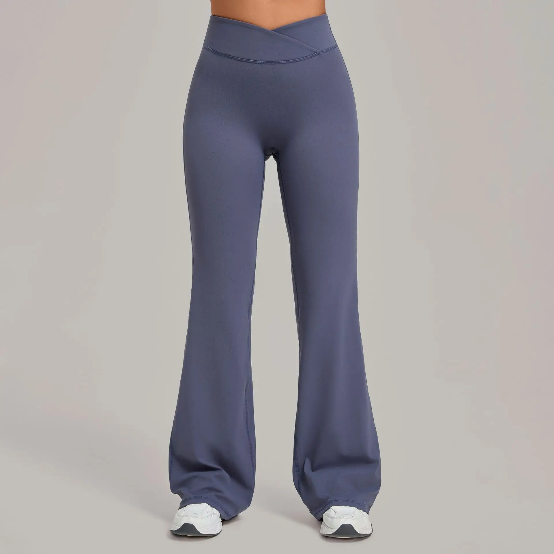 Women's High-stretch Figure-hugging Yoga Pants Slightly Flared Crossover High Waist–wide Leg Leggings Sports Fitness Trousers