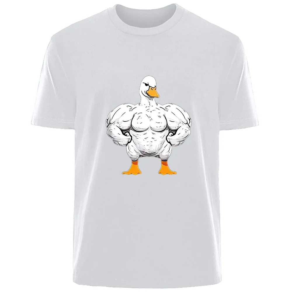 Fun Strong Duck Print Summer High Quality Men\'s 100% cotton comfortable Breathable casual T-shirt for men outdoor street wear