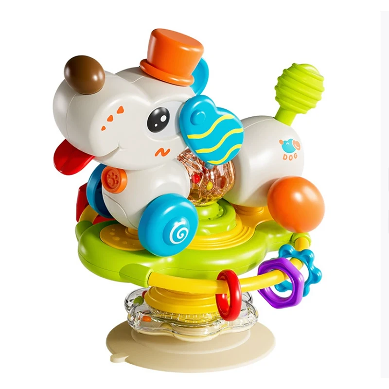 Volant détachable multifonctionnel pour chien, ventouse, cloche à secouer pour 18M +, jouet d'éducation précoce, éducatif et interactif