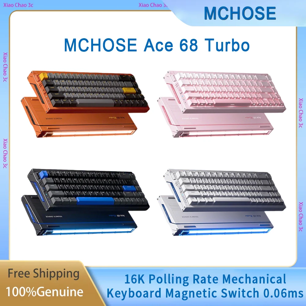 

MCHOSE Ace 68 Turbo 16K, механическая клавиатура, магнитный переключатель с задержкой 0,06 мс, полностью алюминиевая RGB игровая 68-клавиш для киберспорта
