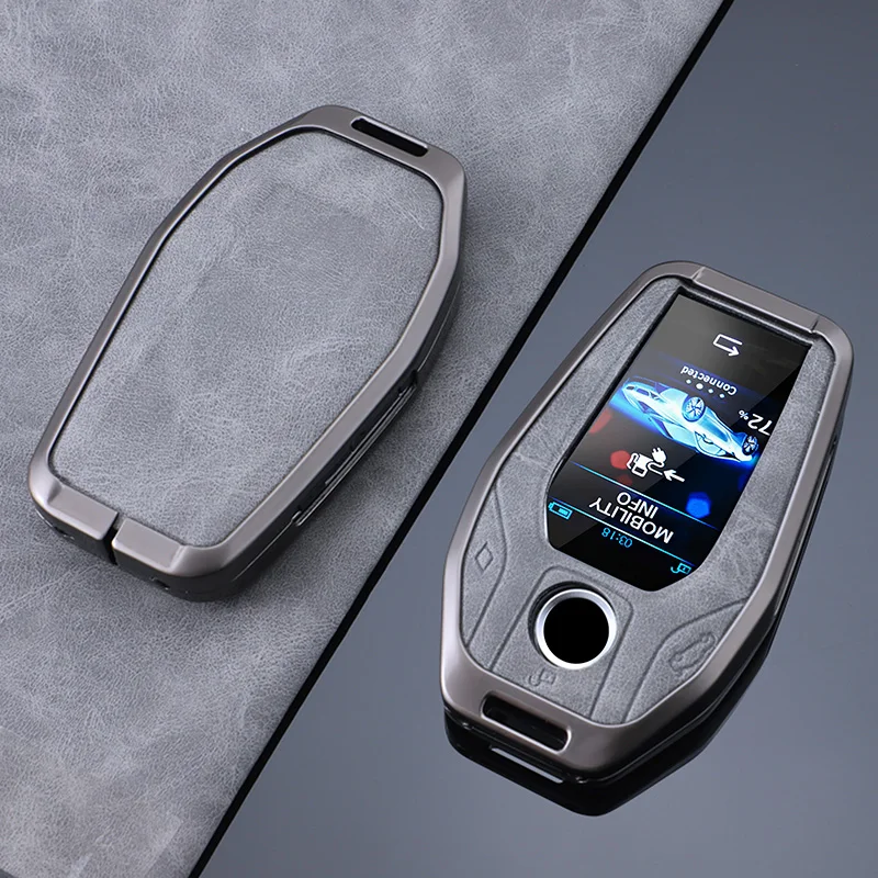 

leather Zinc Alloy Car LED Display Key Case Cover For BMW 5 7 Series X3 X4 X5 X7 G30 G31 G11 G12 G01 GT G32 i8 Accessories