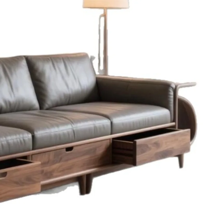 Leather practical home sofa villa modern simple new solid wood sofa