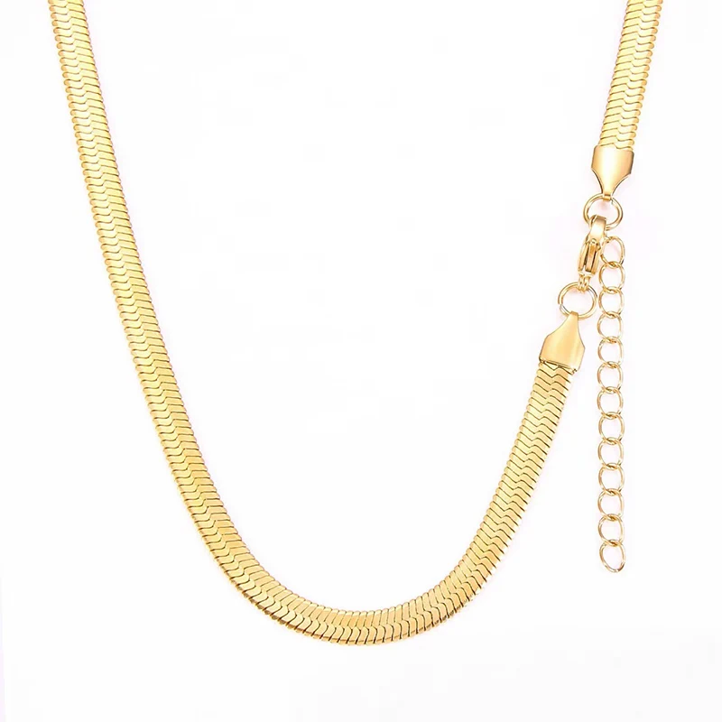 

Stainless Steel Flat Snake Bone Necklace - Gold/Silver Blade Chain with Mesh Pendant, DIY Adjustable for Hip-Hop Parties