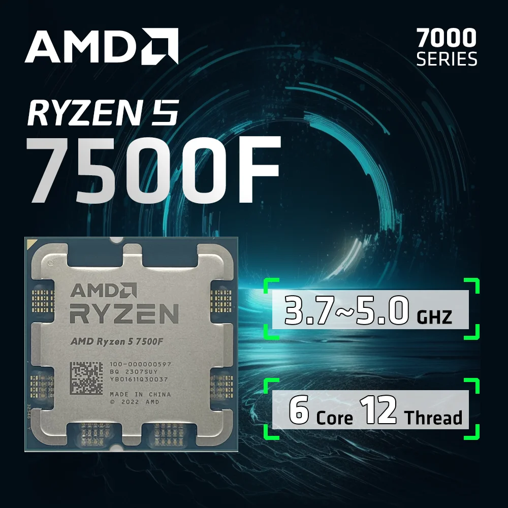 AMD Ryzen 5 7500F Processor 5GHz 6-Core 12-Thread 38MB Desktop Processor  Socket AM5 CPU Gaming Processo but no fan