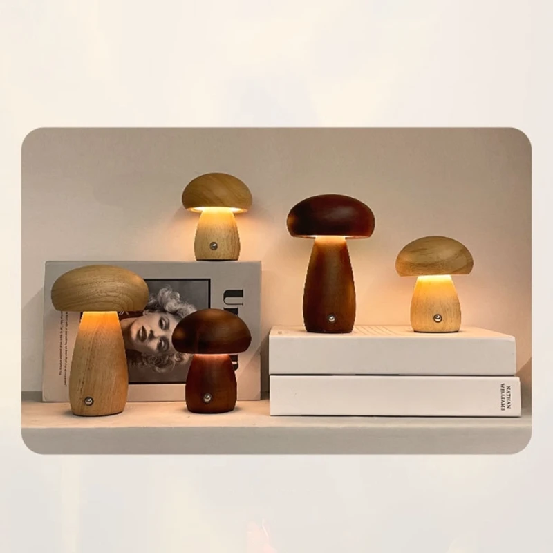 Candeeiro cabeceira LED cogumelo Candeeiros elegantes para luz noturna sala estudo