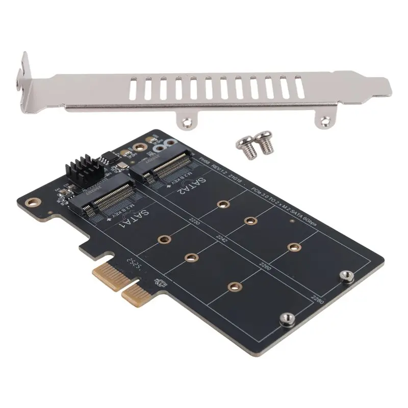 PH58 2 X M2 SATA To PCIE Adapter Card Double Disc Display Card RAID Splitter Expansion Card Pcie X1 To NGFF M2 SATA SSD Best-Sel
