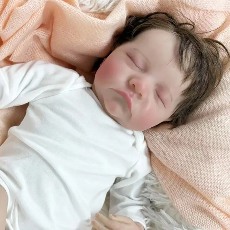 Levi 19 pouces cheveux enracinés à la main tissu doux corps Reborn poupée réaliste câlin bébé plusieurs couches peinture 3D peau veines visibles