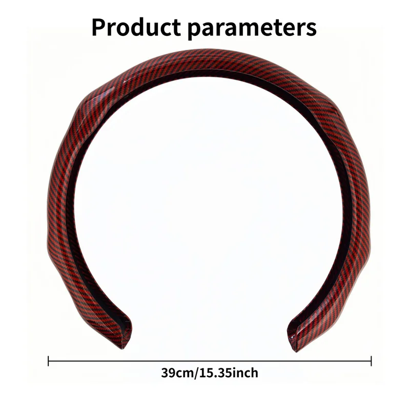 Unbranded carCRed carbon fiber texture steering wheel cover，Universal for multiple vehicle models/Quick snap-on and off assembly